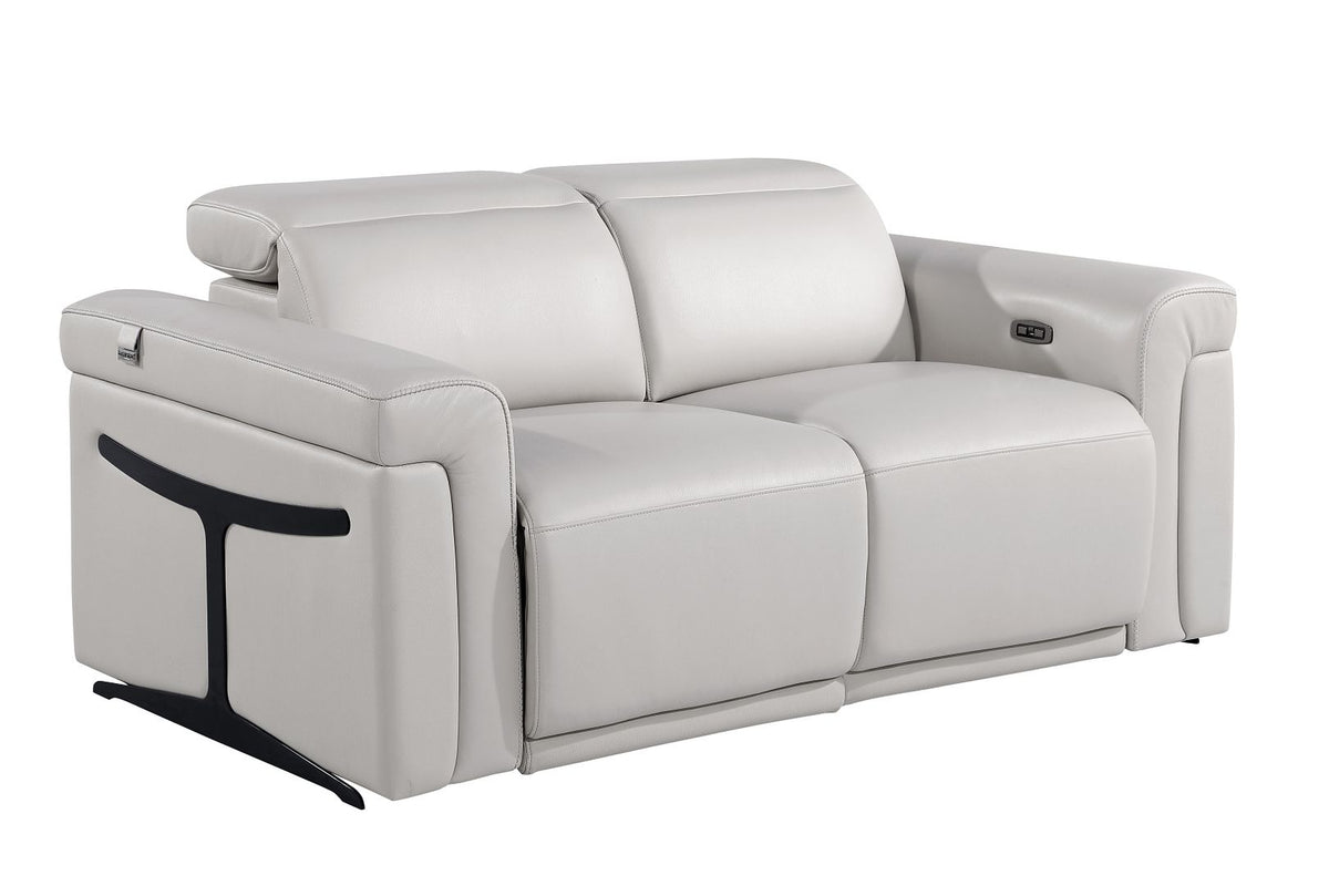 1126 Divanitalia Power Reclining Sofa, Loveseat & Chair Set in Top Grain Italian Leather with 5 Power Recliners & Power Headrests - Dark Grey - SKU 1126-LIGHT GREY-3PC - view 6