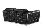 1111 Divanitalia 2-Piece Sofa Set with Adjustable Headrest in Top-grain Italian Leather - Black - SKU 1111-BLACK-2PC - view 8