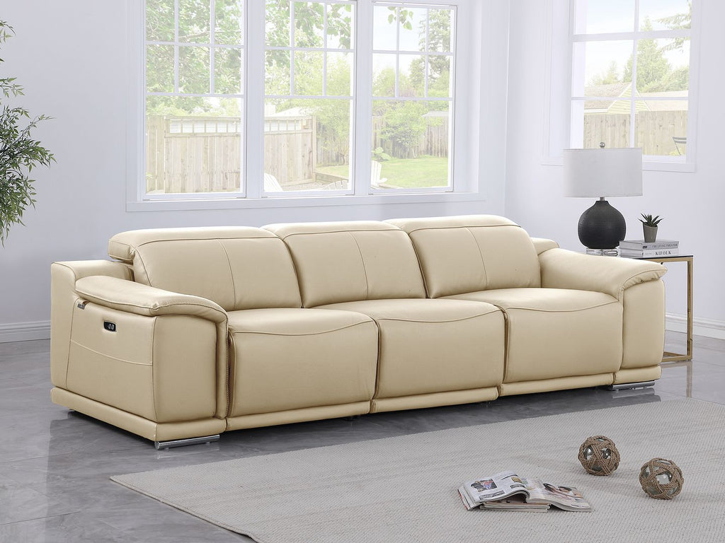 9762 Divanitalia 3-Piece Modular Power Reclining Sofa with 2 Power Recliners in Top Grain Italian Leather - Beige