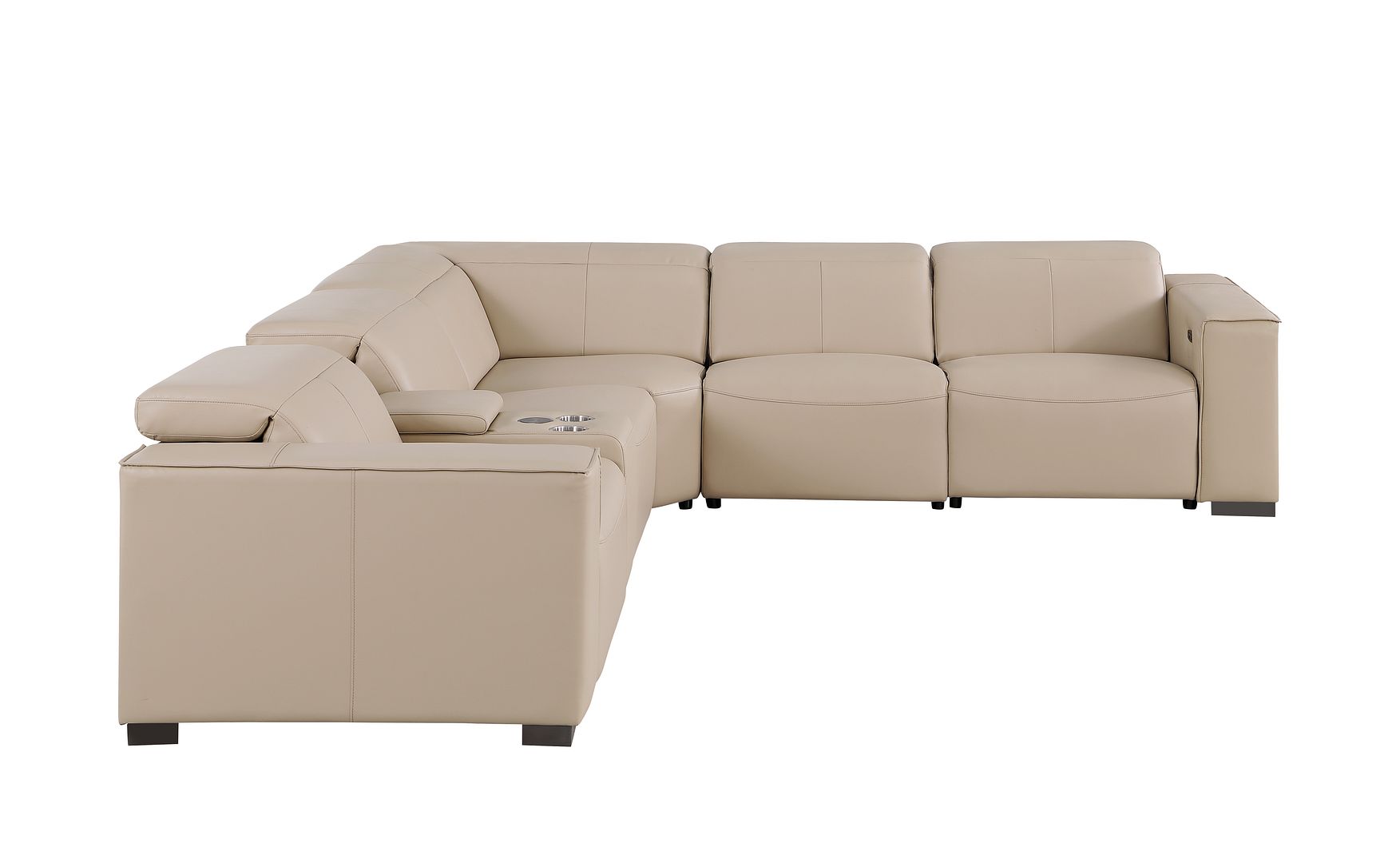 1208 6-Piece L-Shaped Leather Reclining Sectional Sofa with 3 Power Recliners