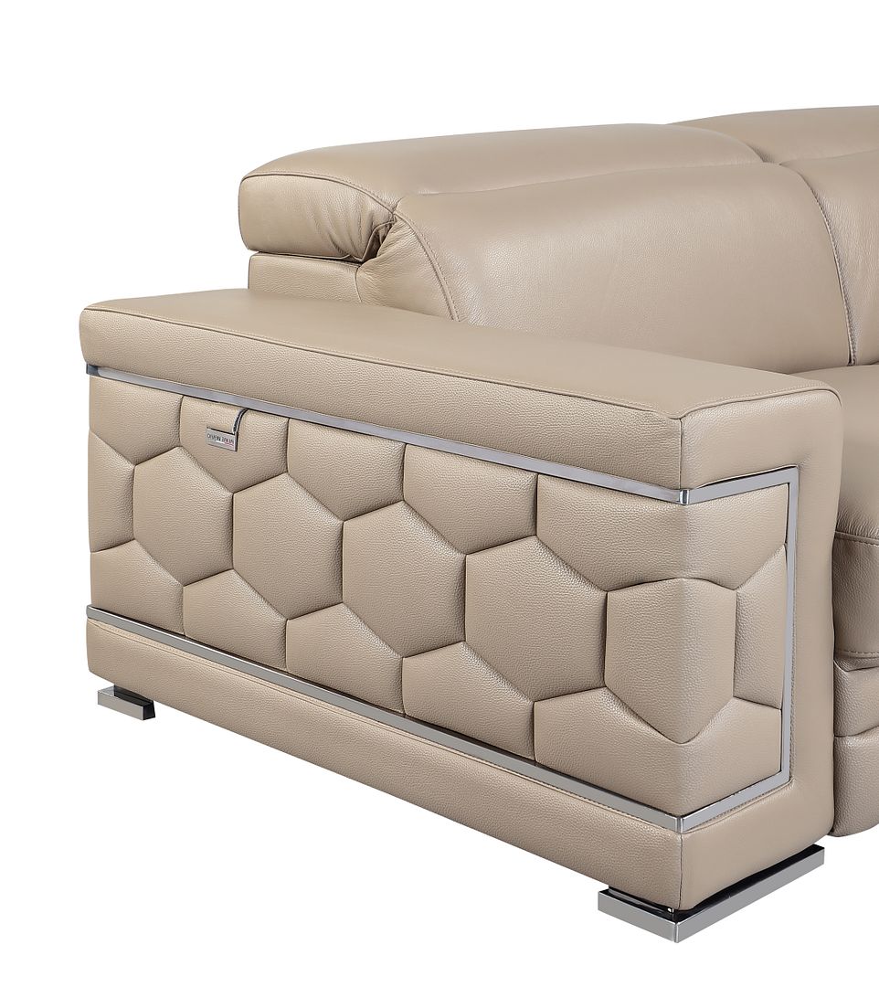 692 Divanitalia 2-Piece Sofa Set with Adjustable Headrest in Top-grain Italian Leather - Beige - SKU 692- BEIGE 2PC (S/L) - GROUP - view 11