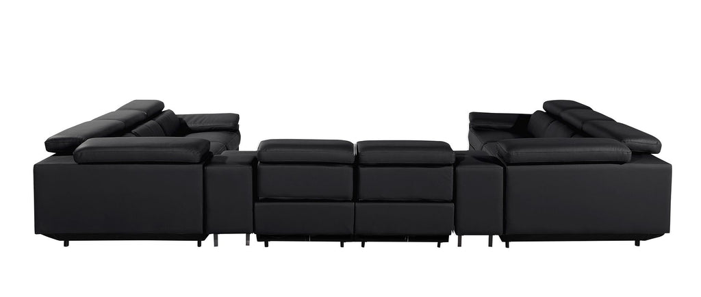 1246 Divanitalia 10-Piece U-Shaped Modular Power Reclining Sectional Sofa with 4 Power Recliners and Power Headrests - Top Grain Italian Leather