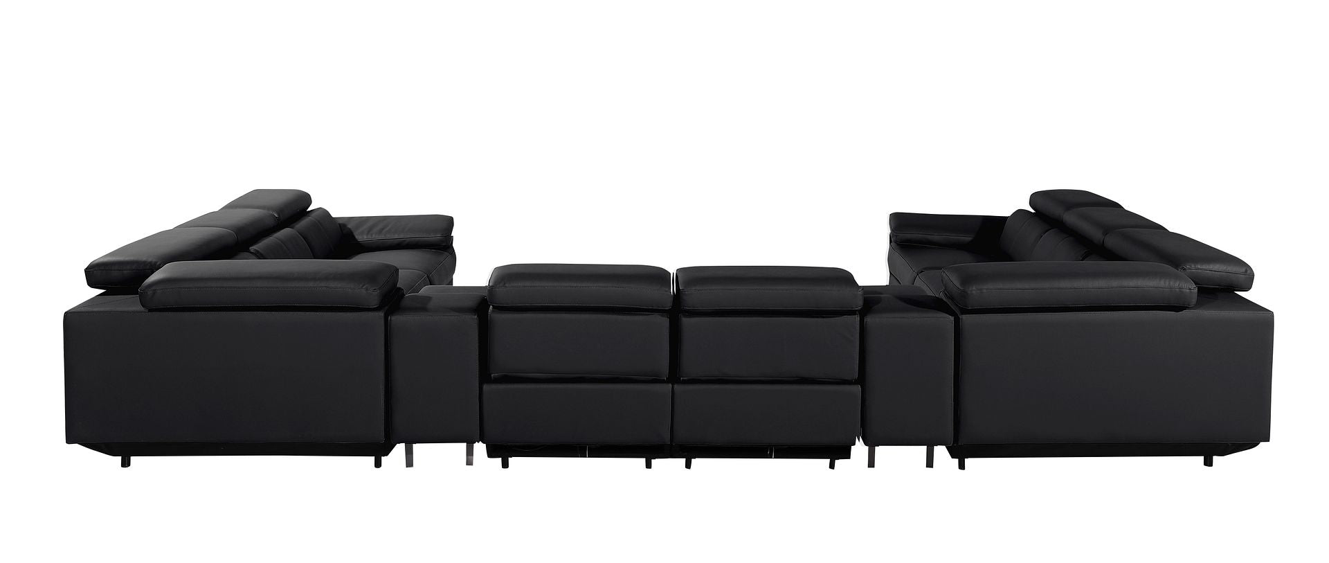 1246 Divanitalia 10-Piece U-Shaped Modular Power Reclining Sectional Sofa with 4 Power Recliners and Power Headrests - Top Grain Italian Leather