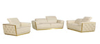 1111 Divanitalia 3-Piece Sofa Set with Adjustable Headrest in Top-grain Italian Leather - Cream - SKU 1111-BEIGE-3PC - view 2
