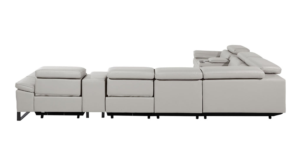 1246 Divanitalia 8-Piece L-Shaped Modular Power Reclining Sectional Sofa with 4 Power Recliners and Power Headrests - Top Grain Italian Leather