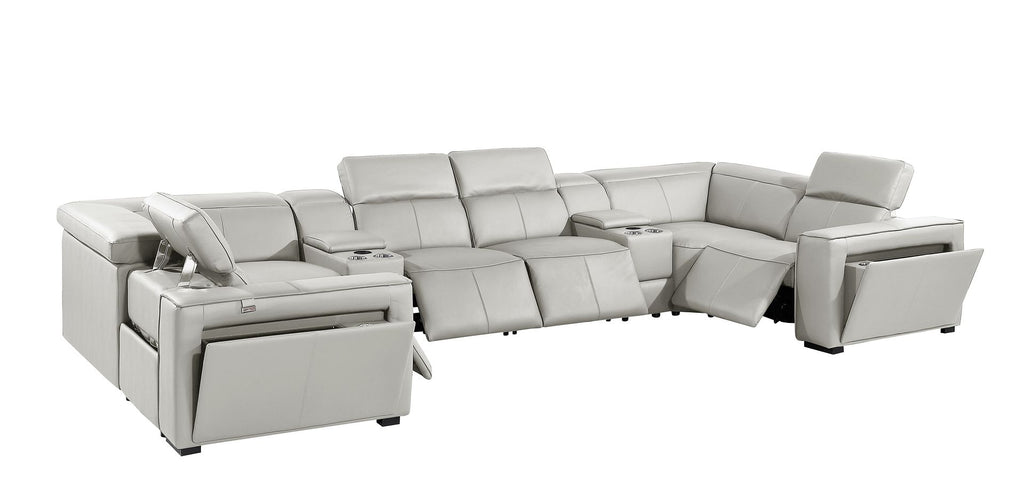 1224 Divanitalia 8-Piece U-Shaped Sectional Sofa in Top Grain Italian Leather with 4 Power Recliners & Power Headrests
