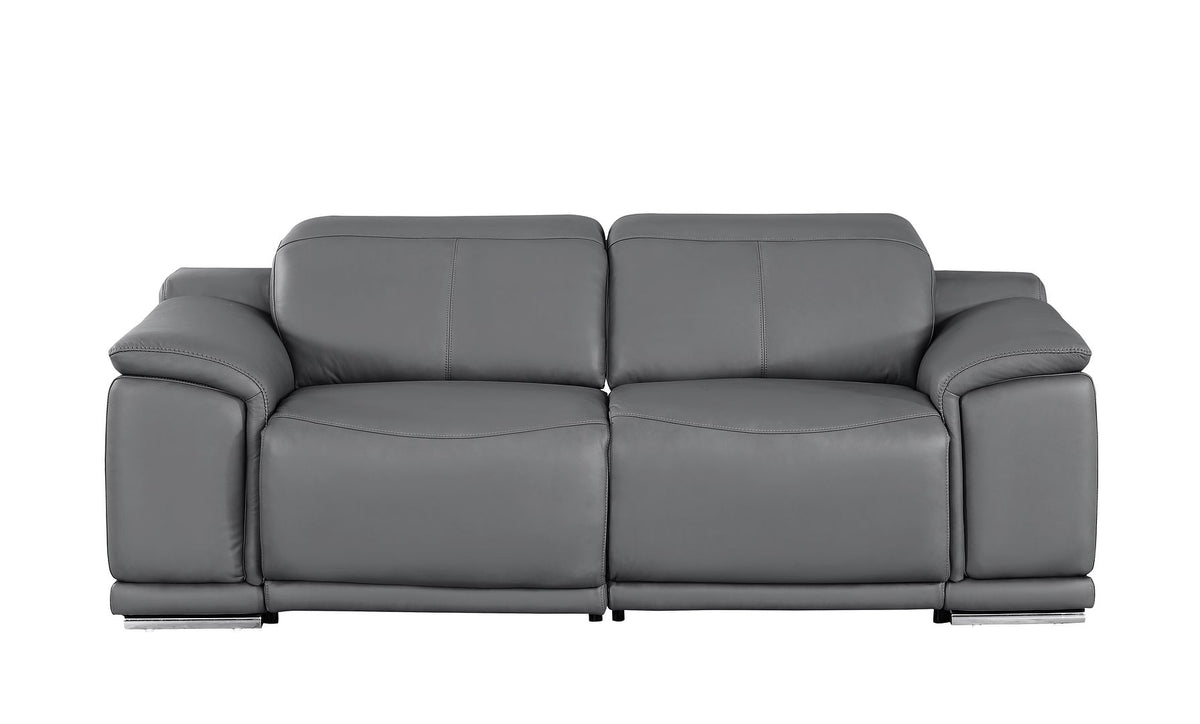 2679 Genuine Leather Loveseat with Dual Power Recliners - Dark Grey - SKU 2679-DK-GRAY-2.2-HT - view 3