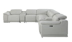 9762 Divanitalia 8-Piece L-Shaped Top Grain Italian Leather Sectional Sofa with 3 Power Recliners