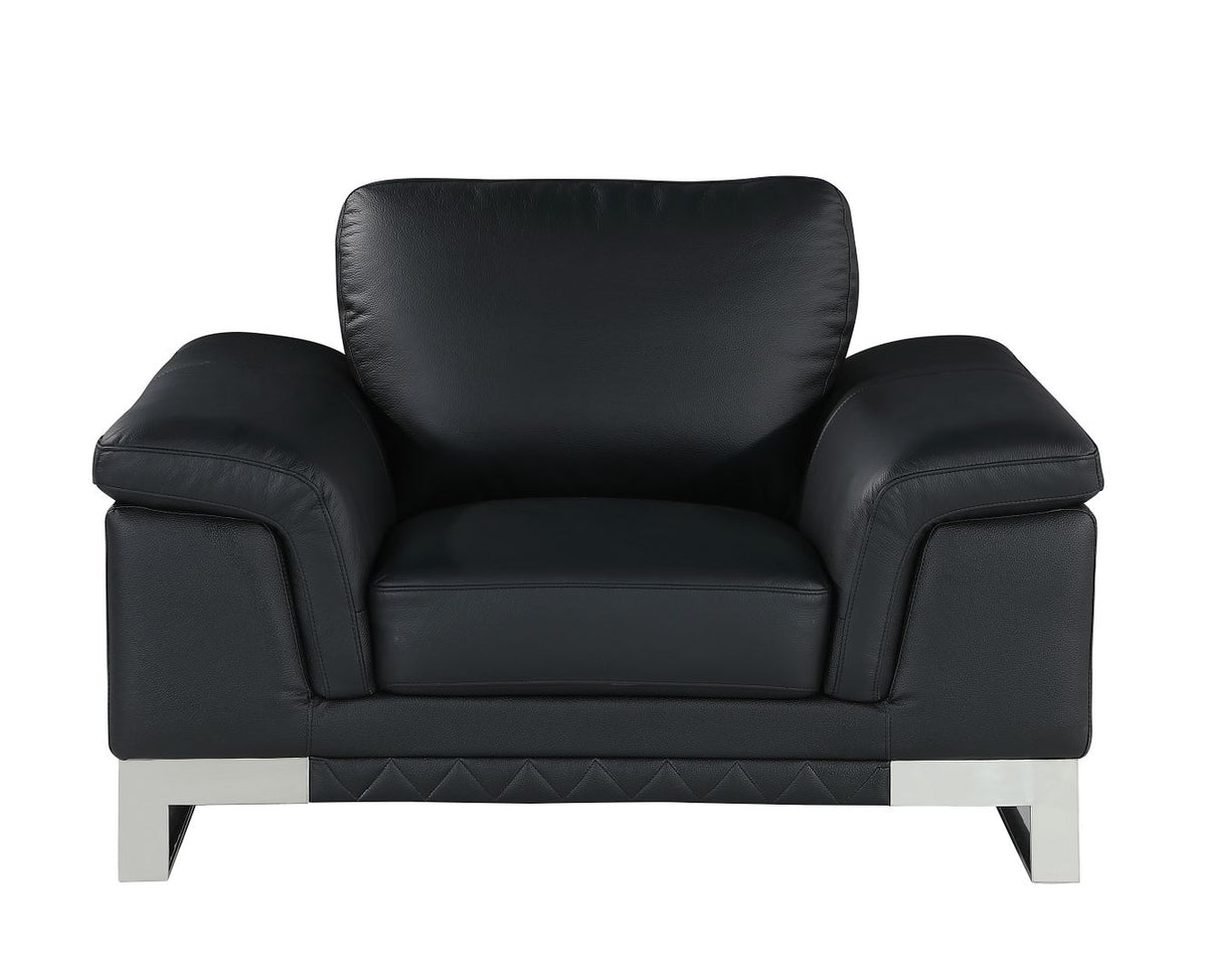 411 Divanitalia Chair in Top-grain Italian Leather - Black - SKU 411-CH-BLACK