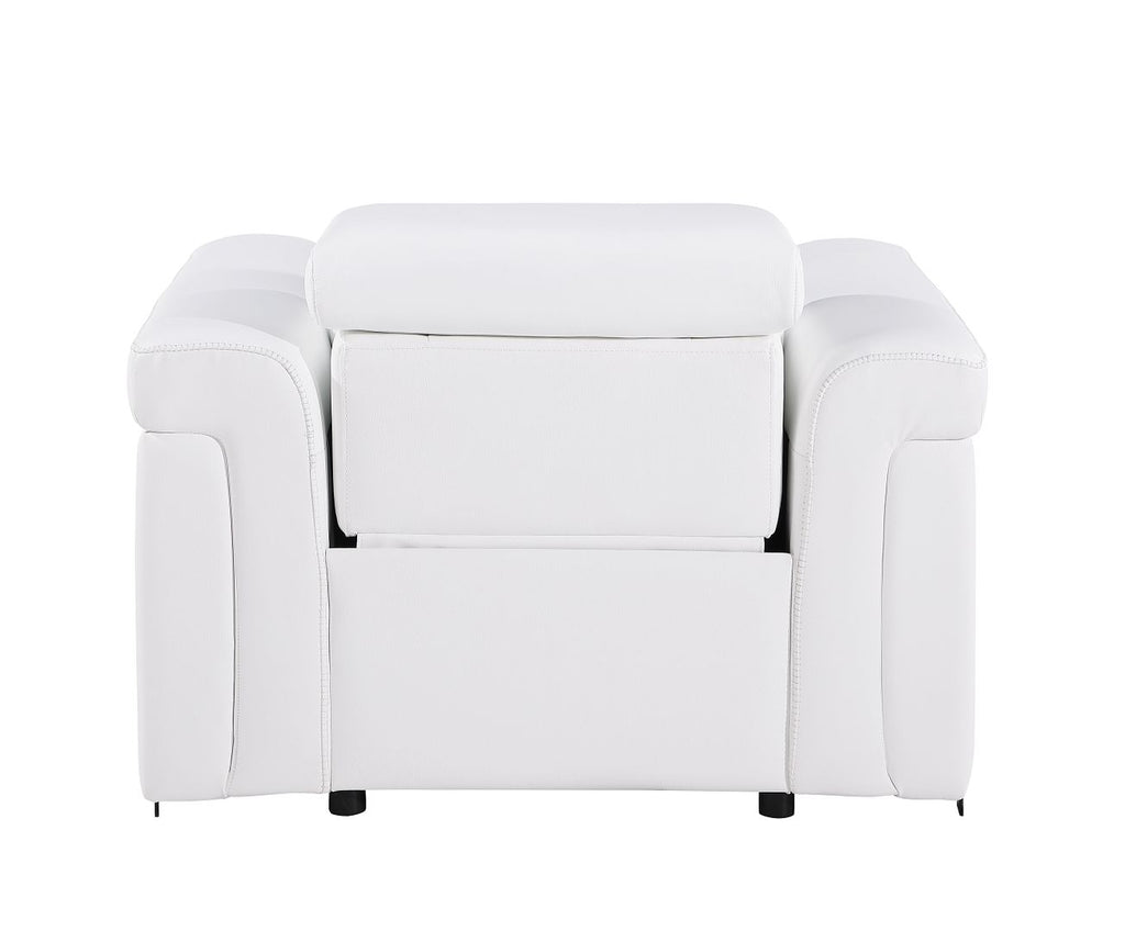 1126 Divanitalia Top Grain Italian Leather Power Reclining Chair with Power Headrests - White - SKU 1126-WHITE-CH - view 3
