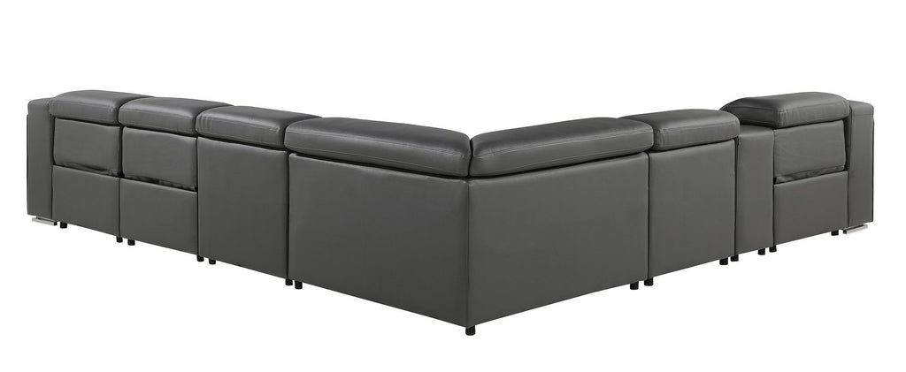 1116 Divanitalia 7-Piece L-Shaped Sectional Sofa in Top Grain Italian Leather with 3 Power Recliners & Power Headrests - Dark Grey - SKU 1116-DK-GREY-7PC-3PWR-SECTIONAL- GROUP - view 6