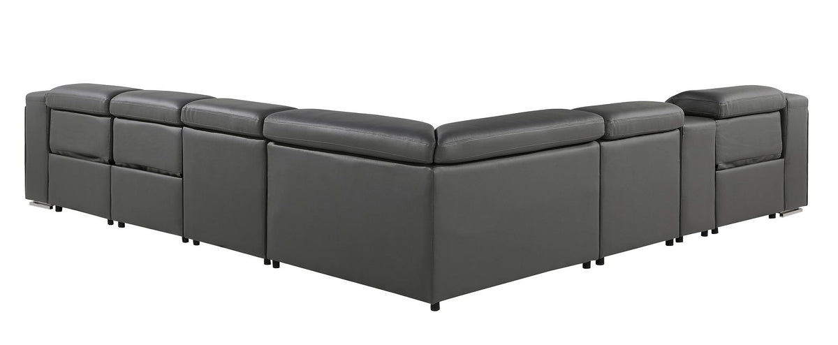 1116 Divanitalia 7-Piece L-Shaped Sectional Sofa in Top Grain Italian Leather with 3 Power Recliners & Power Headrests - Dark Grey - SKU 1116-DK-GREY-7PC-3PWR-SECTIONAL- GROUP - view 6