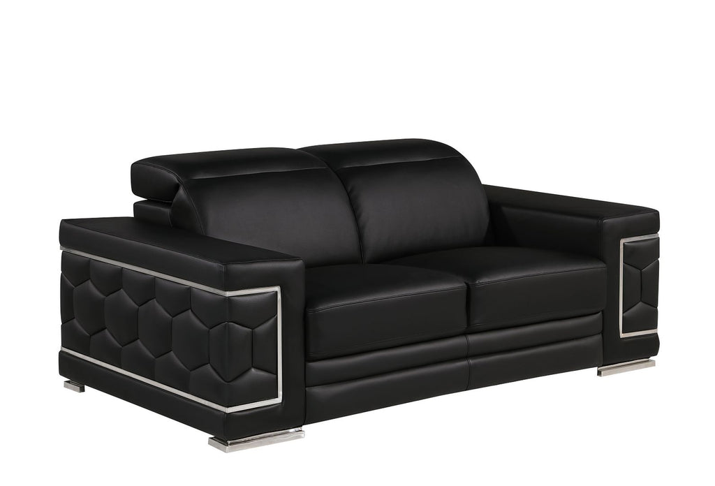 296 Modern Genuine Leather 3-Piece Sofa Set - Black - SKU 296-BLACK-3PC - view 6