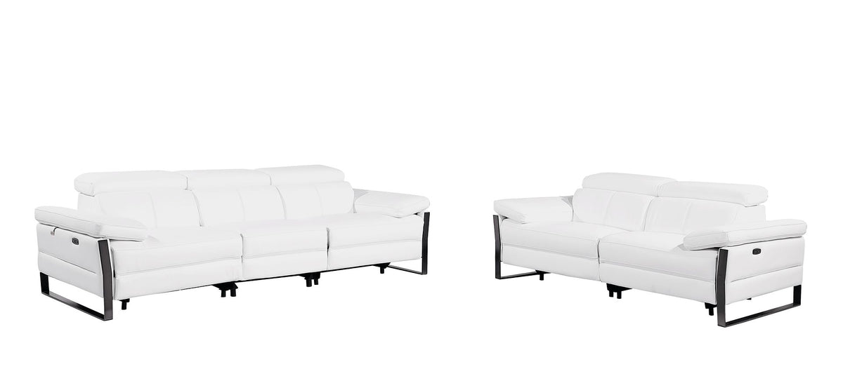 1246 Divanitalia Modular Power Dual Reclining Sofa and Loveseat Set with Power Headrests - Top Grain Italian Leather - White - SKU 1246-WHITE-5.4-HT-2PC - view 3