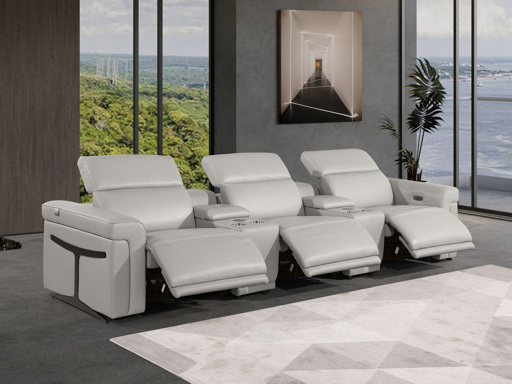 1126 Divanitalia 5-Piece Modular Power Reclining Sofa in Top Grain Italian Leather with 3 Power Recliners & Power Headrests