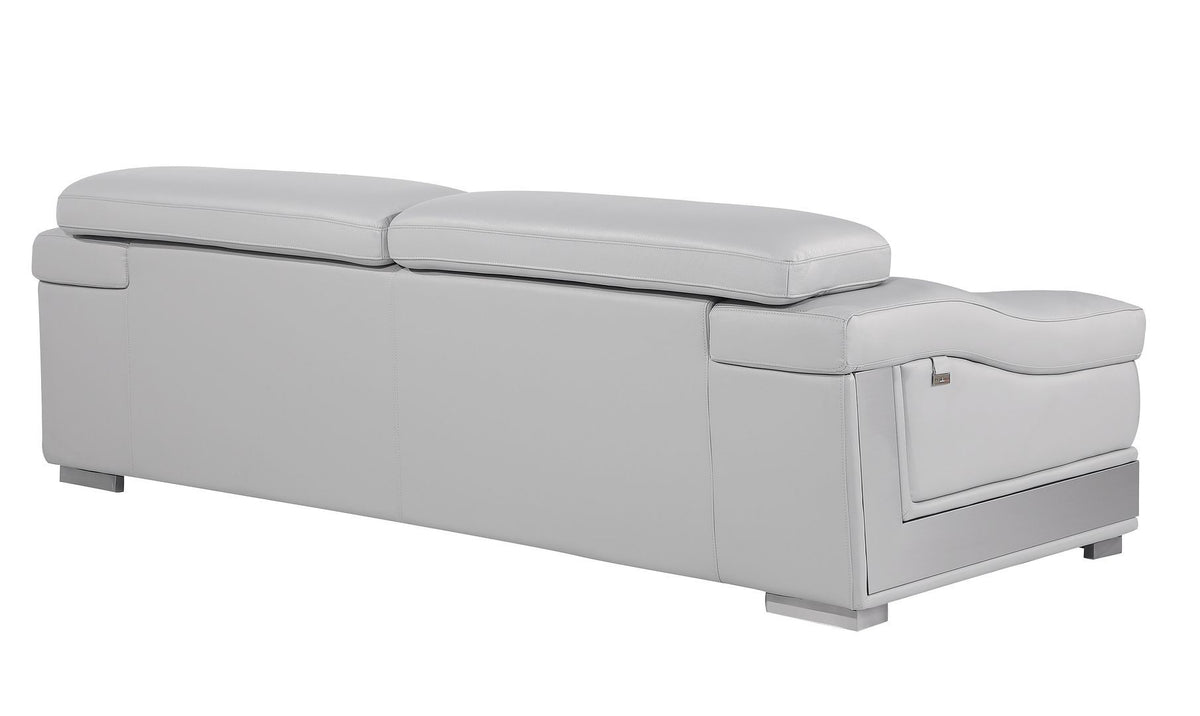 415 Divanitalia Sofa with Adjustable Headrest in Top-grain Italian Leather - Light Grey - SKU 415-S-LIGHT GRAY - view 3