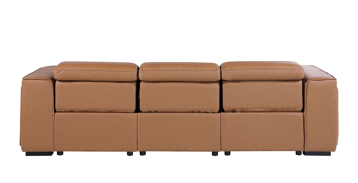 1224 Divanitalia 3-Piece Modular Power Reclining Sofa in Top Grain Italian Leather with 3 Power Recliners & Power Headrests - Cognac - SKU 1224-COGNAC-3.3-HT - view 7