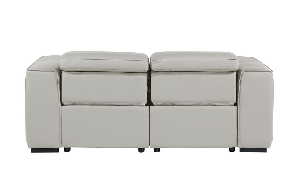 1224 Divanitalia 2-Piece Modular Power Reclining Loveseat in Top Grain Italian Leather with 2 Power Recliners & Power Headrests - Light Grey - SKU 1224-LT-GREY-2.2-HT - view 6