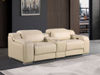 1116 Divanitalia 3-Piece Modular Power Reclining Console Loveseat in Top Grain Italian Leather with 2 Power Recliners & Power Headrests - Beige
