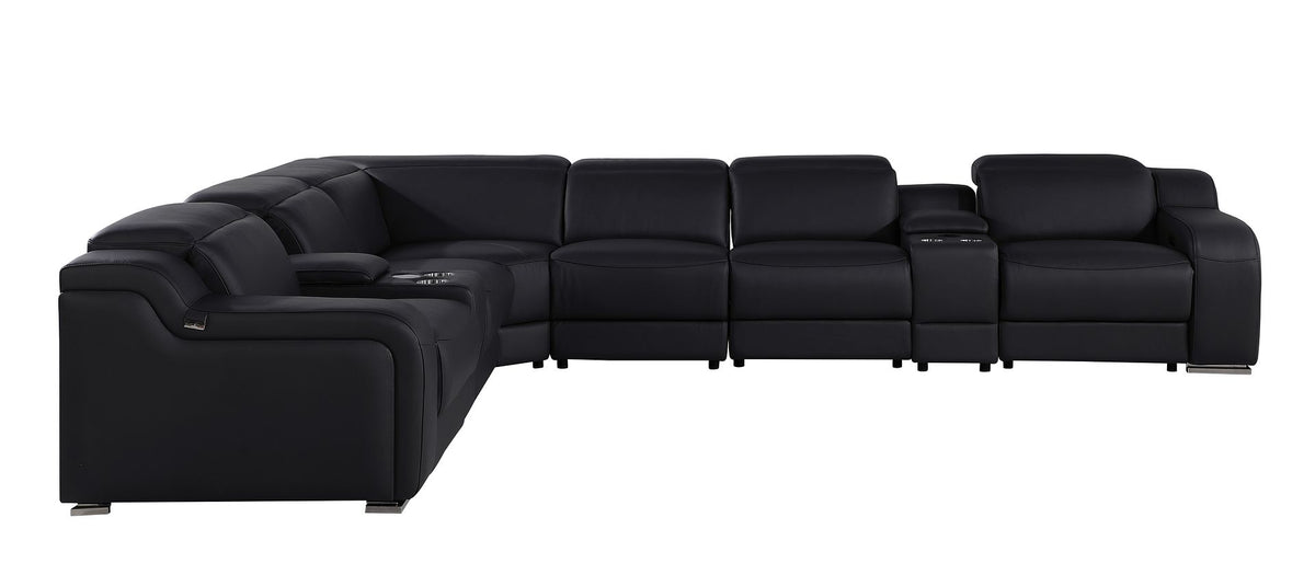 1116 Divanitalia 8-Piece L-Shaped Sectional Sofa in Top Grain Italian Leather with 3 Power Recliners & Power Headrests - Black - SKU 1116-BLACK-8PC-3PWR-SECTIONAL- GROUP - view 5