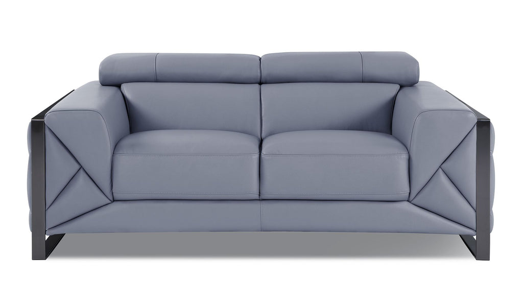 903 Divanitalia Loveseat with Adjustable Headrest in Top-grain Italian Leather - Light Blue - SKU 903-L-LIGHT BLUE