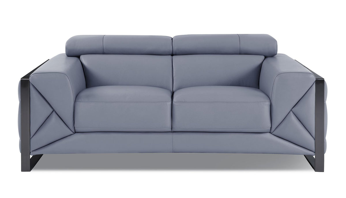 903 Divanitalia Loveseat with Adjustable Headrest in Top-grain Italian Leather - Light Blue - SKU 903-L-LIGHT BLUE