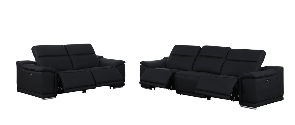 9762 Divanitalia 5-Piece Modular Power Reclining Sofa and Loveseat Set with 5 Power Recliners in Top Grain Italian Leather - Black - SKU 9762-BLACK-5.4-HT-2PC - view 4