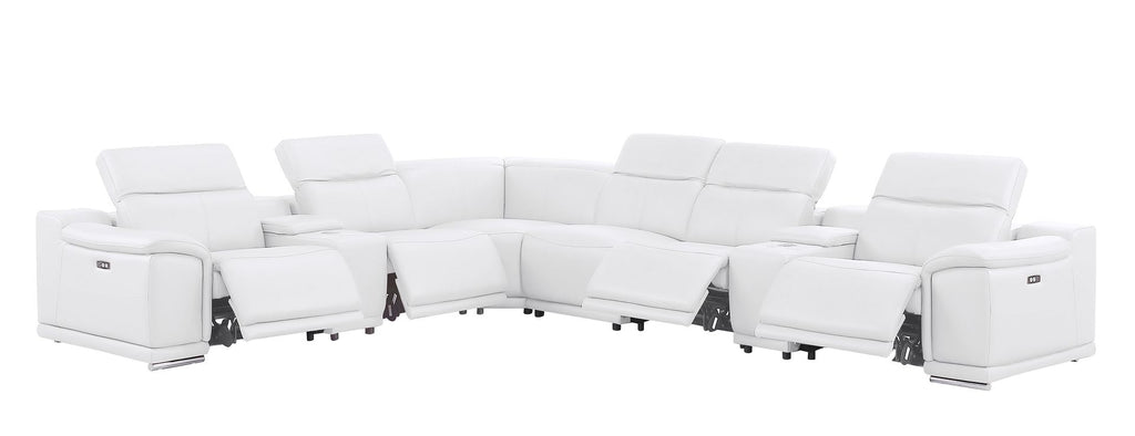 2679 8-Piece L-Shaped Power Reclining Sectional Sofa in Genuine Leather - 4 Recliners
