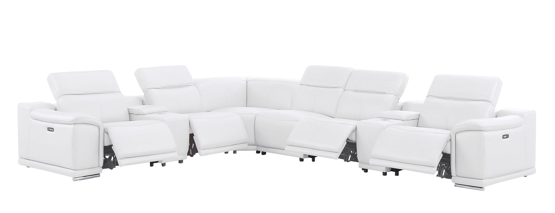 2679 8-Piece L-Shaped Power Reclining Sectional Sofa in Genuine Leather - 4 Recliners