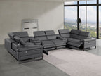1246 Divanitalia 8-Piece U-Shaped Modular Power Reclining Sectional Sofa with 4 Power Recliners and Power Headrests - Top Grain Italian Leather