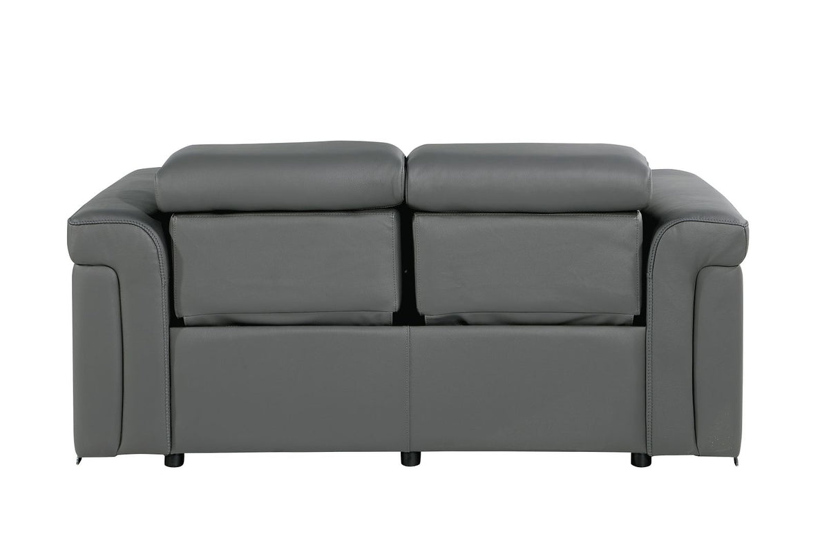 1126 Divanitalia Power Reclining Sofa and Loveseat Set in Top Grain Italian Leather with 4 Power Recliners & Power Headrests - Dark Grey - SKU 1126-DARK GREY-2PC - view 6