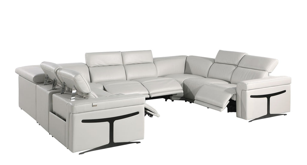 1126 Divanitalia 8-Piece U-Shaped Sectional Sofa in Top Grain Italian Leather with 4 Power Recliners & Power Headrests