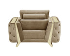 1051 Divanitalia Beige Chair in Velvet Fabric - Cream - SKU 1051-BEIGE-CH - view 4