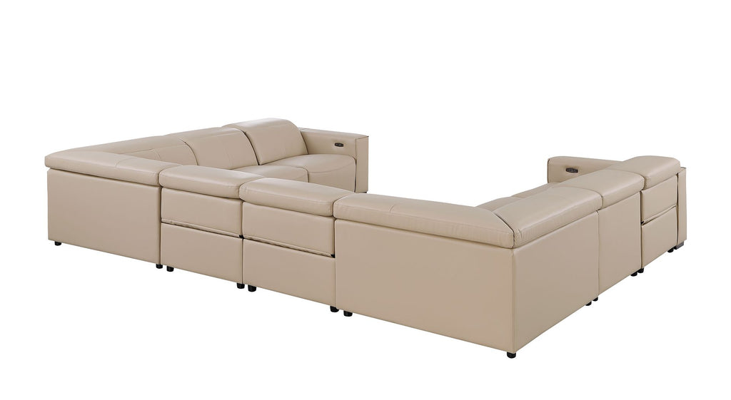 1208 8 Piece U-Shaped Leather Sectional Sofa with 4 Power Recliners & Power Headrests
