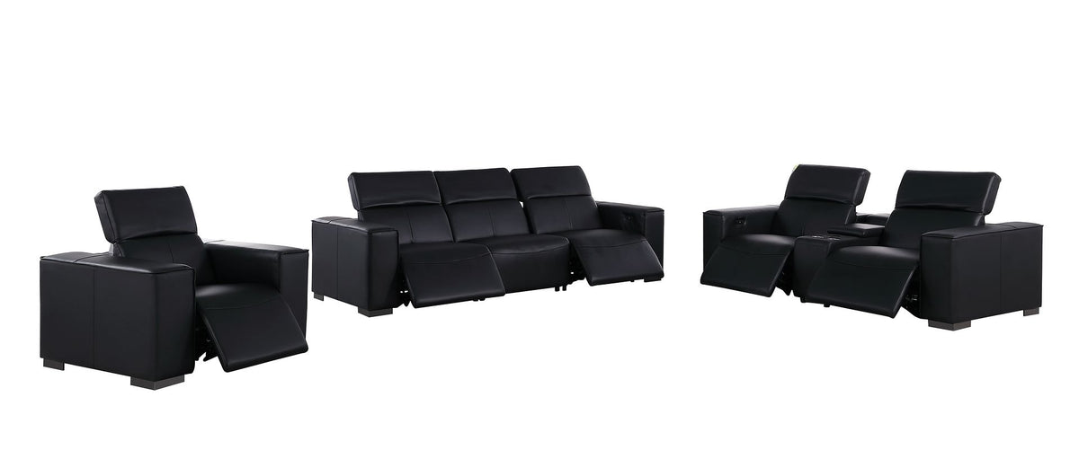 1208 Modular Leather Set with 5 Power Recliners & Power Headrests - Black - SKU 1208-BLACK-7.5-HT-3PC - view 4