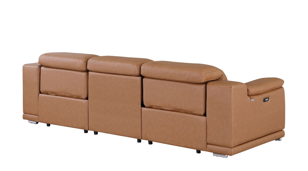 9762 Divanitalia 3-Piece Modular Power Reclining Sofa with 2 Power Recliners in Top Grain Italian Leather