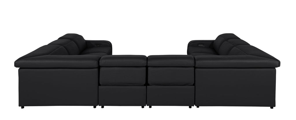 1116 Divanitalia 8-Piece U-Shaped Sectional Sofa in Top Grain Italian Leather with 4 Power Recliners & Power Headrests - Black - SKU 1116-BLACK-8PC-4PWR-U-NC-SECTIONAL-GROUP - view 7