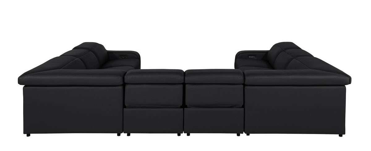 1116 Divanitalia 8-Piece U-Shaped Sectional Sofa in Top Grain Italian Leather with 4 Power Recliners & Power Headrests - Black - SKU 1116-BLACK-8PC-4PWR-U-NC-SECTIONAL-GROUP - view 7