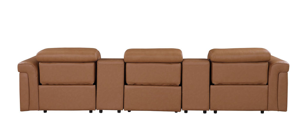 1126 Divanitalia 5-Piece Modular Power Reclining Sofa in Top Grain Italian Leather with 3 Power Recliners & Power Headrests