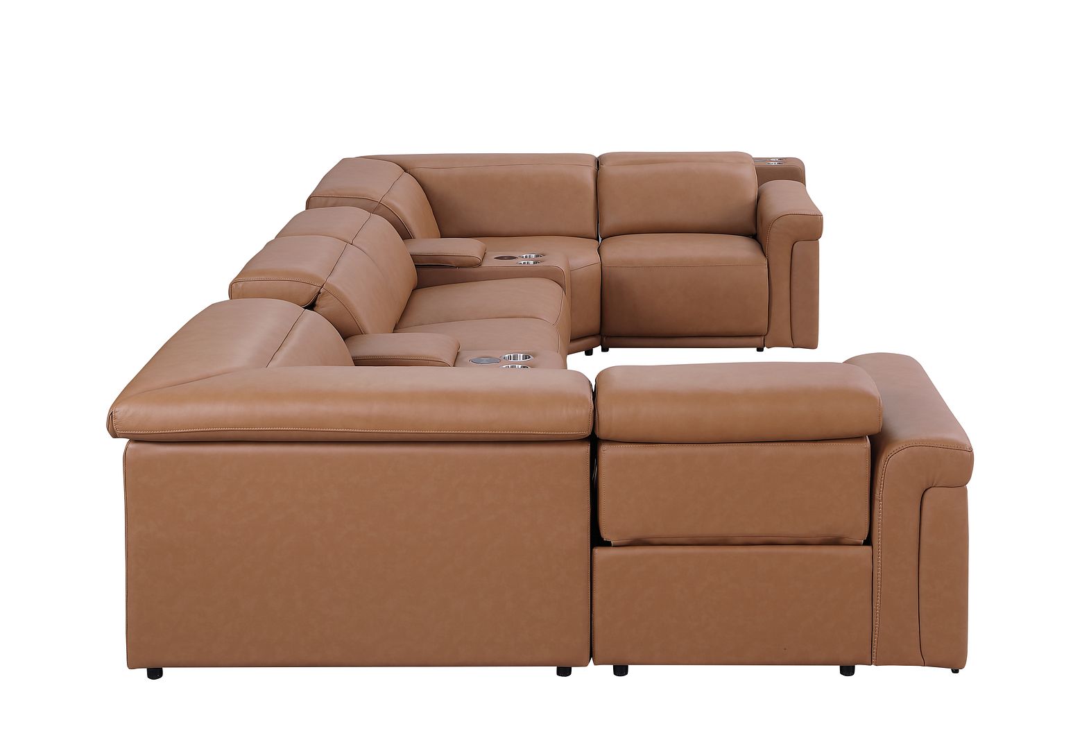 1126 Divanitalia 8-Piece U-Shaped Sectional Sofa in Top Grain Italian Leather with 2 Power Recliners & Power Headrests