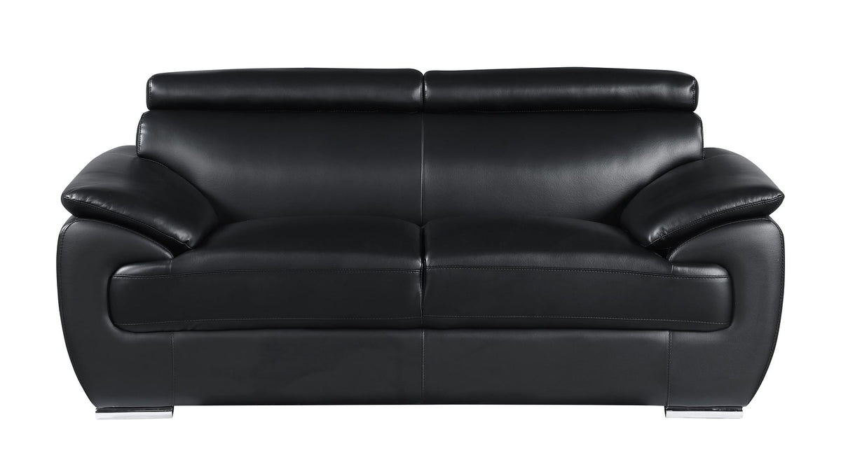 4571 Modern Genuine Leather Loveseat - Black - SKU 4571-L-BLACK