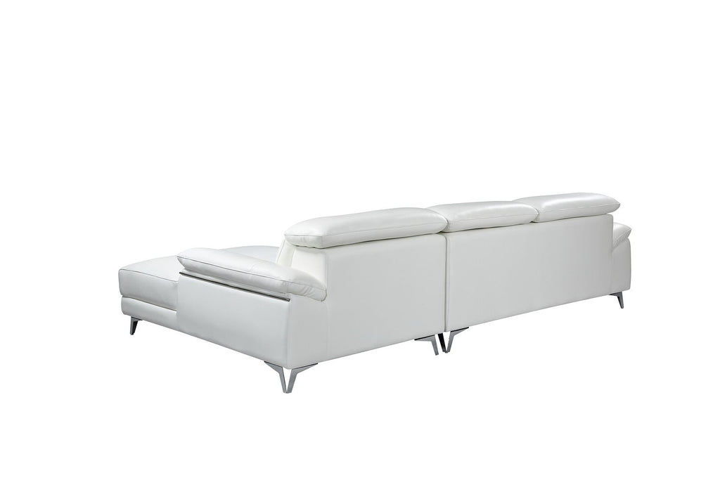 727 Divanitalia Right Arf Facing Sectional Sofa with Adjustable Headrest in Top-grain Italian Leather - White - SKU 727-Sectional-RAF-CHAISE-WHITE - view 3