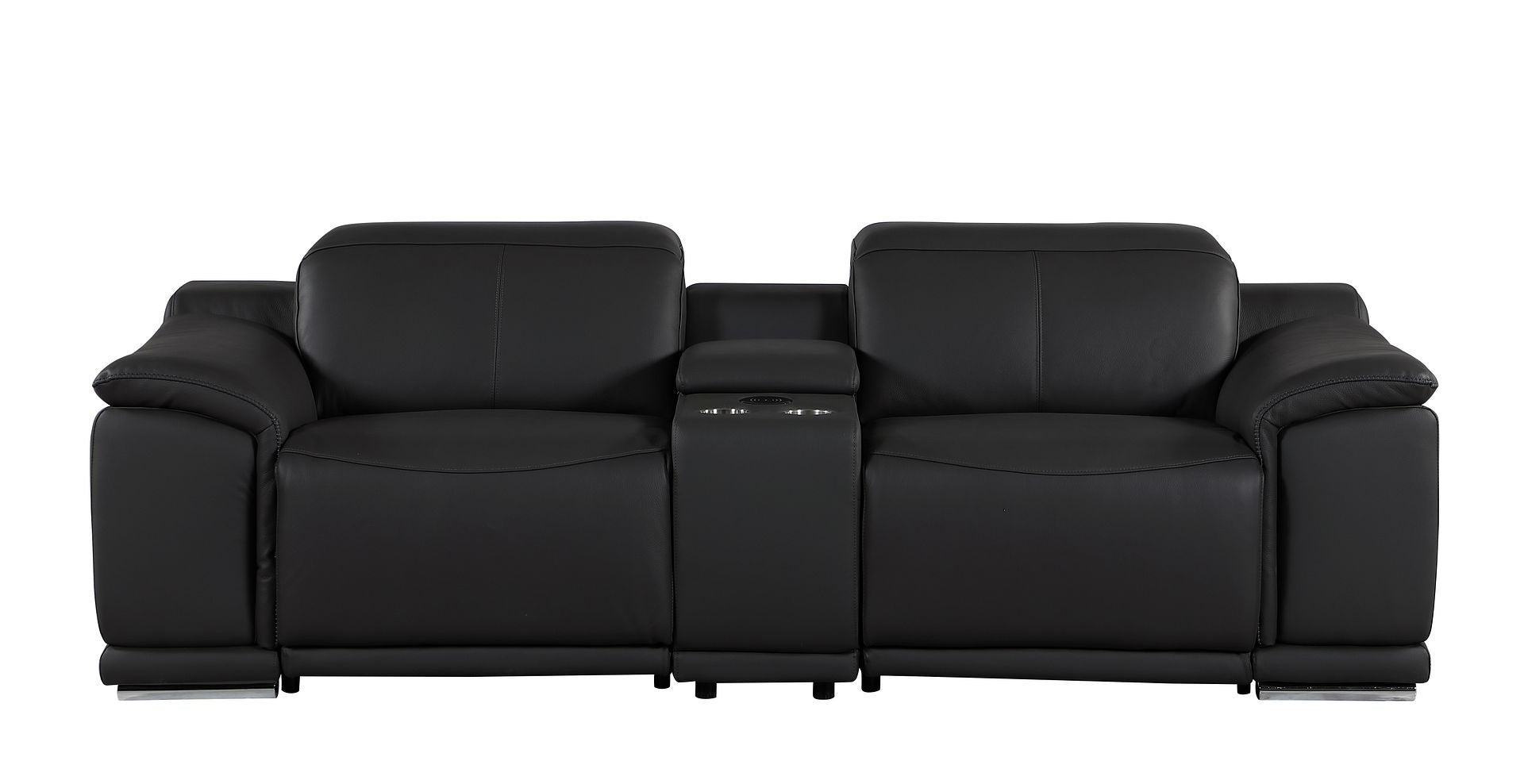 9762 Divanitalia 3-Piece Modular Power Reclining Console Loveseat with 2 Power Recliners in Top Grain Italian Leather