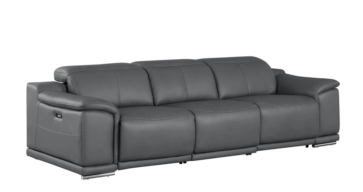 2679 Genuine Leather Sofa with Dual Power Recliners - Dark Grey - SKU 2679-DK-GRAY-3.2-S-HT - view 4