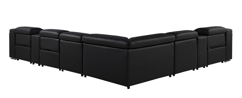 1116 Divanitalia 8-Piece L-Shaped Sectional Sofa in Top Grain Italian Leather with 3 Power Recliners & Power Headrests - Black - SKU 1116-BLACK-8PC-3PWR-SECTIONAL- GROUP - view 7