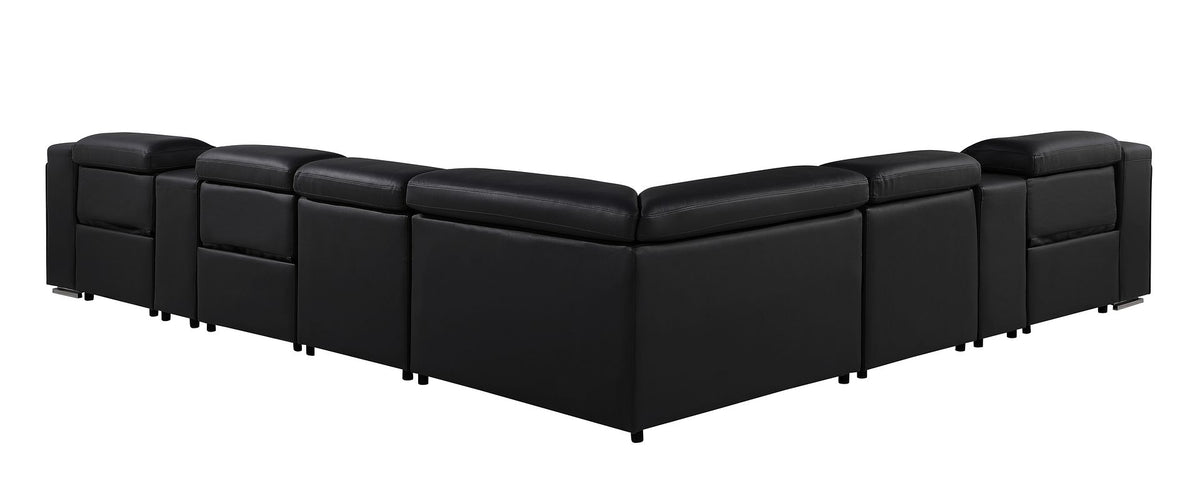 1116 Divanitalia 8-Piece L-Shaped Sectional Sofa in Top Grain Italian Leather with 3 Power Recliners & Power Headrests - Black - SKU 1116-BLACK-8PC-3PWR-SECTIONAL- GROUP - view 7