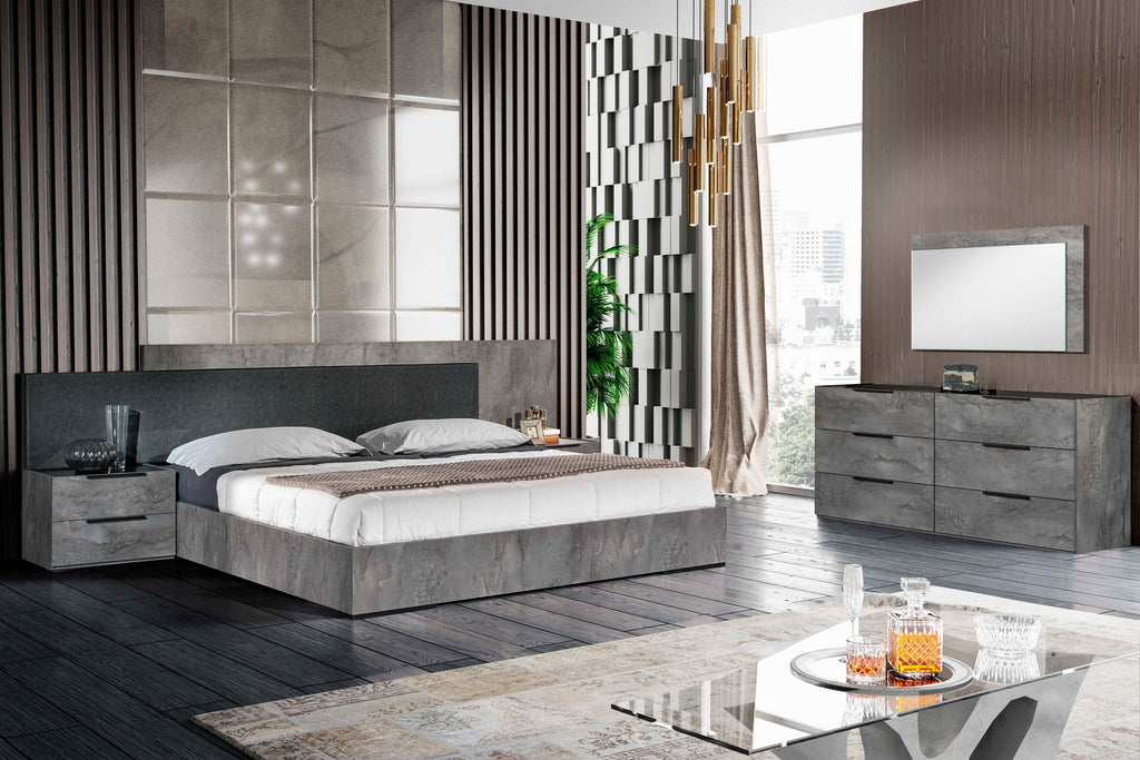 Queen Ferrara - Modern Volcano Oxide Grey Bed - Modern Volcano Oxide Grey Bed