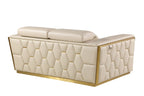 1111 Divanitalia 2-Piece Sofa Set with Adjustable Headrest in Top-grain Italian Leather - Cream - SKU 1111-BEIGE-2PC - view 8