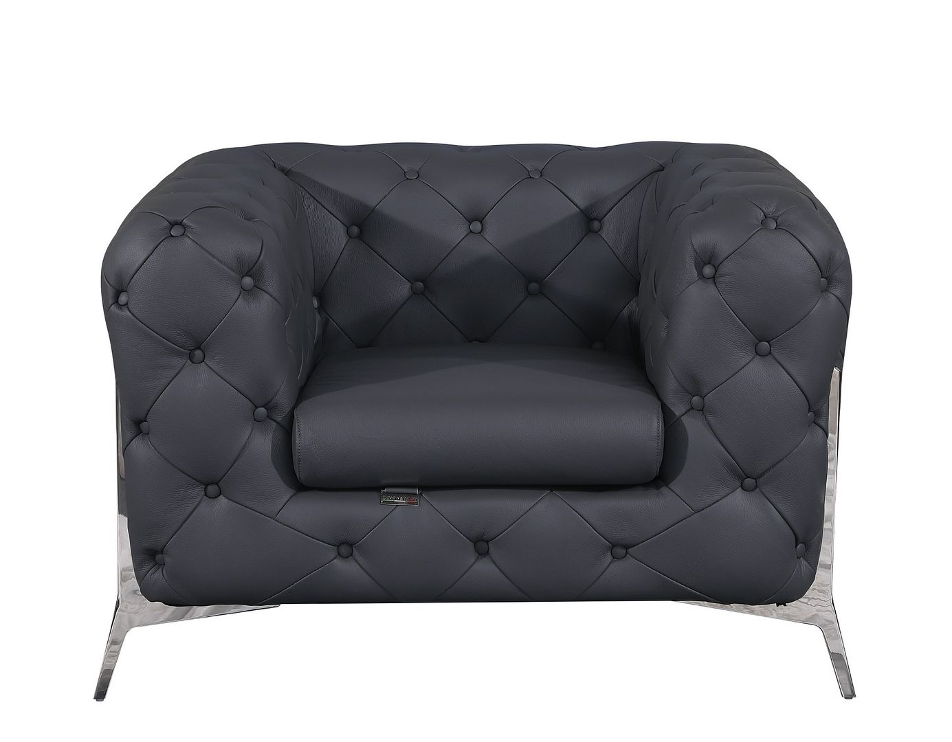 970 Divanitalia 3-Piece Sofa Set in Top-grain Italian Leather - Dark Grey - SKU 970- DARK GRAY 3PC (S/CH/CH) - GROUP - view 3