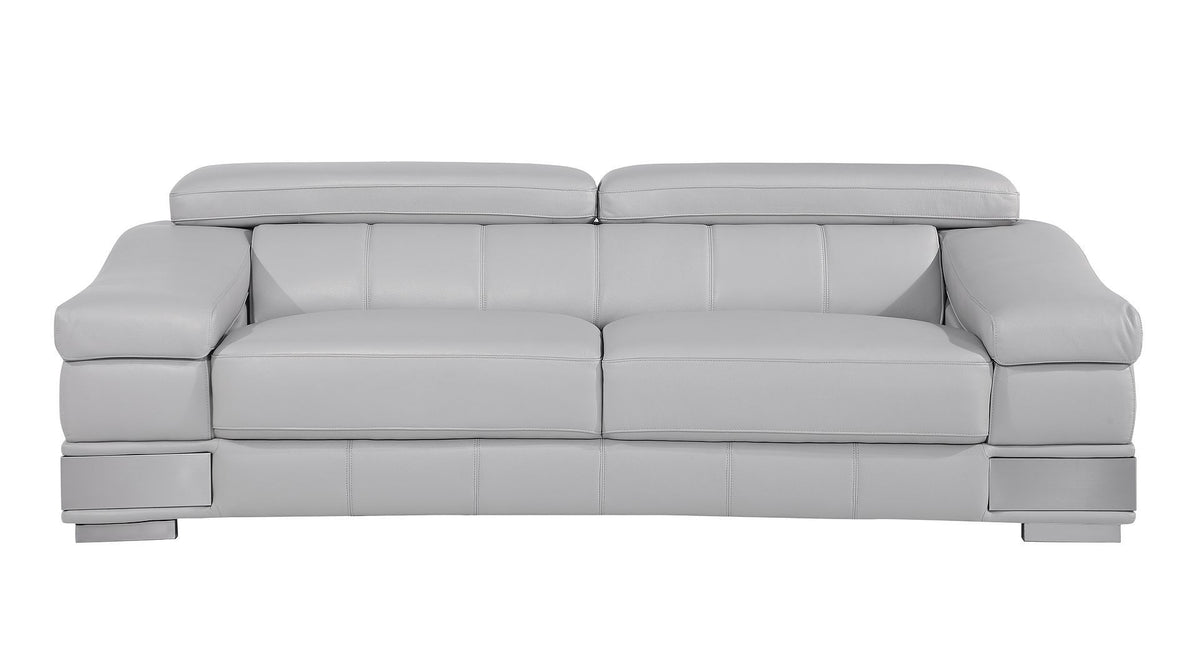 415 Divanitalia Sofa with Adjustable Headrest in Top-grain Italian Leather - Light Grey - SKU 415-S-LIGHT GRAY